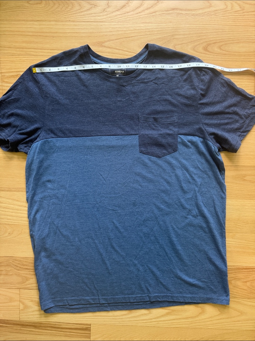 Sonoma Goods For Life XL Colorblock Pocket T-Shirt Blue Gray Casual Tee - Picture 4 of 8